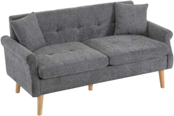 Merax Modernes Design, Polstermöbel, Chenille-Stoff, Doppelsofa, Polstersofa, Sofa mit dicken Kissen, geeignet für Wohnzimmer, Schlafzimmer, grau Bild 9