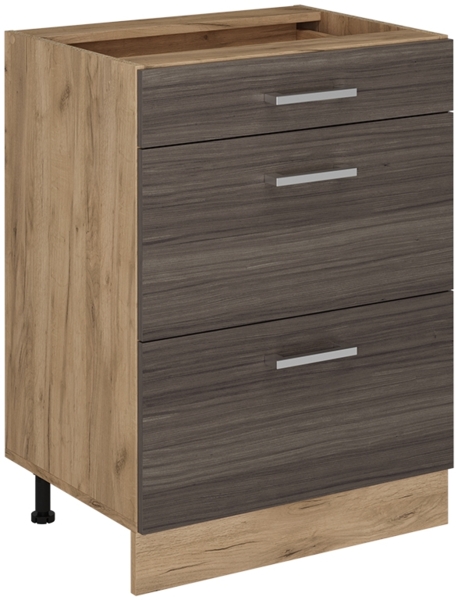 Küchenunterschrank R-Line Edelgrau 60 cm mit Schubladen, ohne Arbeitsplatte Vicco