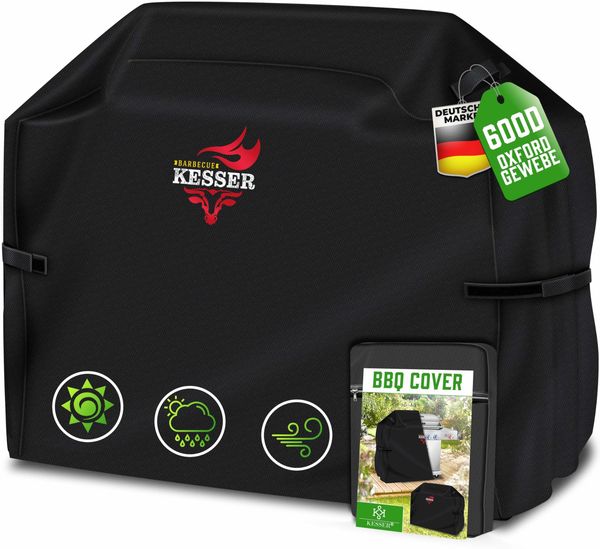 KESSER® Premium BBQ Grillabdeckung Gasgrill Grillhaube Abdeckung Wetterfest - für Weber, Brinkmann, Char Broil Grill Abdeckhaube Schutzhülle | 600D Oxford- Gewebe Reißfest Schwarz, 183 x 66 x 137 cm (BxTxH)