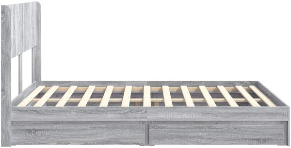 vidaXL Bettgestell mit Stauraum und Kopfteil Grau Sonoma 150 x 200 cm 3414376 Bild 7