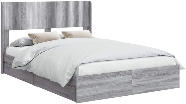 vidaXL Bettgestell mit Stauraum und Kopfteil Grau Sonoma 150 x 200 cm 3414376 Bild 2