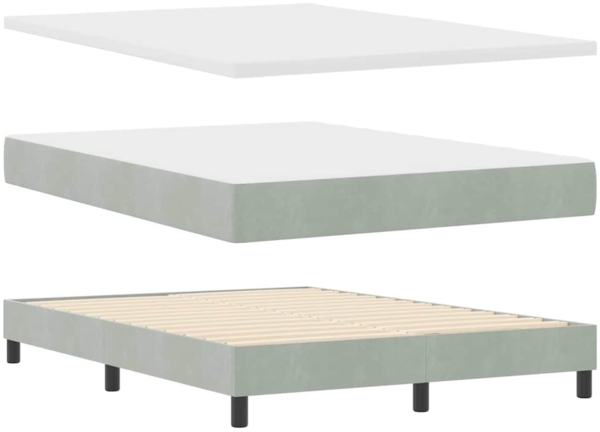 vidaXL Boxspringbett mit Matratze Hellgrau 140 x 200 cm Stoff 3339110 Bild 4