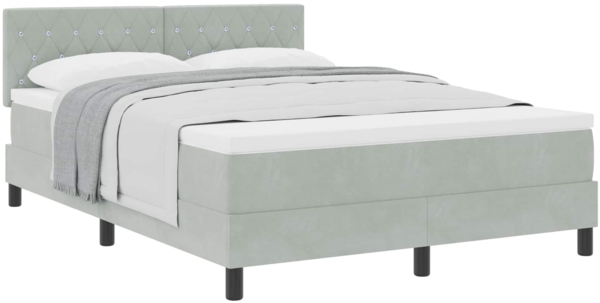 vidaXL Boxspringbett mit Matratze Hellgrau 140 x 200 cm Samt 3339110