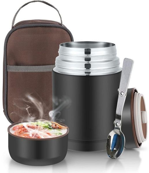 SURFOU Thermobehälter Thermobehälter Für Essen 800ML, Thermobecher Wärmebehälter, Thermobox, Edelstahl, (Lebensmittelechter Edelstahl Warmhaltebehälter Speisegefäß für Essen,BPA frei, PVC frei, 800ml, Thermoskanne Essen Auslaufsicher für Suppe, Brei, M...