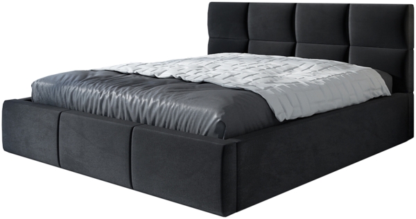 Polsterbett RADIC-OM 160x200 mit Bettkasten und Lattenrost. Farbe: Schwarz 20