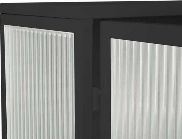 Tisch 60x23x78 cm, wandmontiert, Glas- und Metallkorpus mit geriffeltem Glas in Schwarz Bild 8