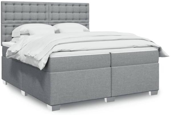 vidaXL Boxspringbett mit Matratze Hellgrau 200x200 cm Stoff 3292909