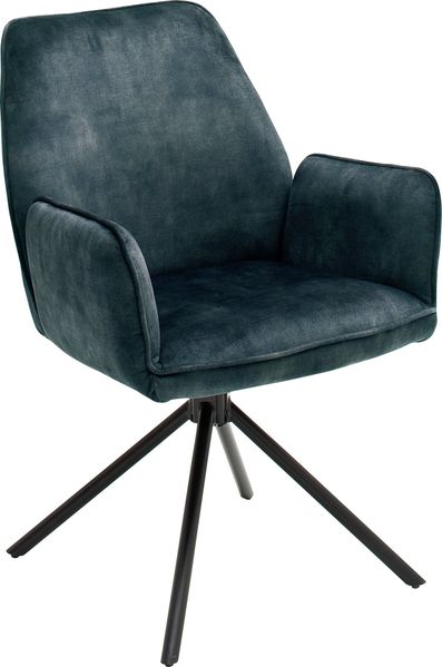 Esszimmerstuhl >Ottawa< mit Armlehne in Petrol - 60x89x64 (BxHxT) 180 °drehbar