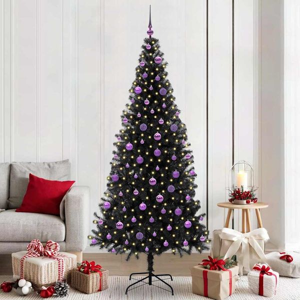 vidaXL Weihnachtsbaum mit 300 LEDs mit Ständer Schwarz 210 cm PVC 3396493