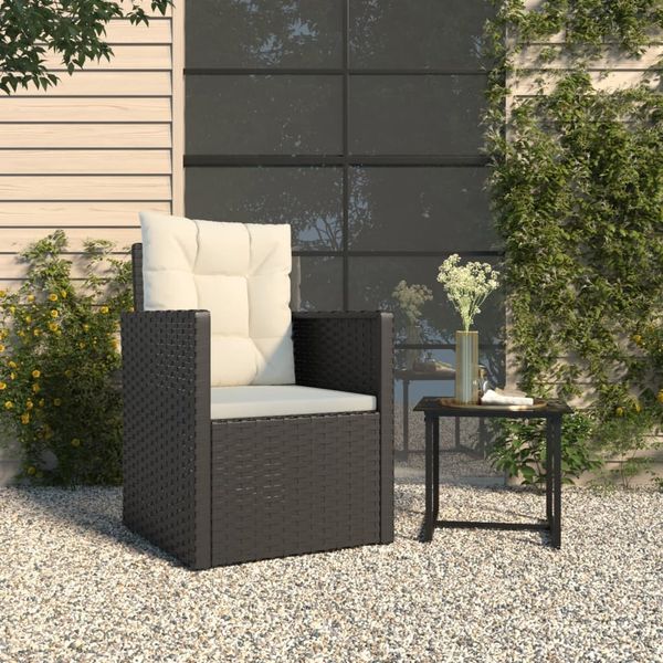 vidaXL Gartensessel mit Kissen Schwarz Poly Rattan 362322