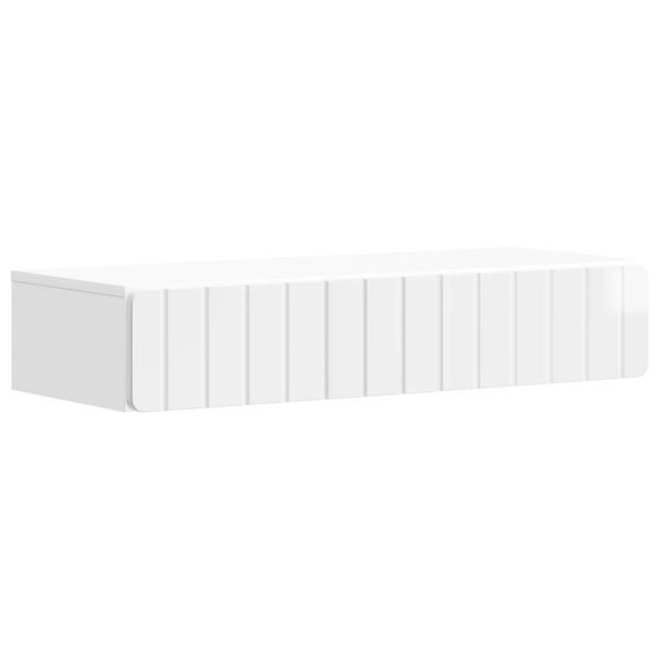 vidaXL Wandmontierter Beistelltisch Hochglanz Weiß 87,5 x 34,5 x 17 cm 898329