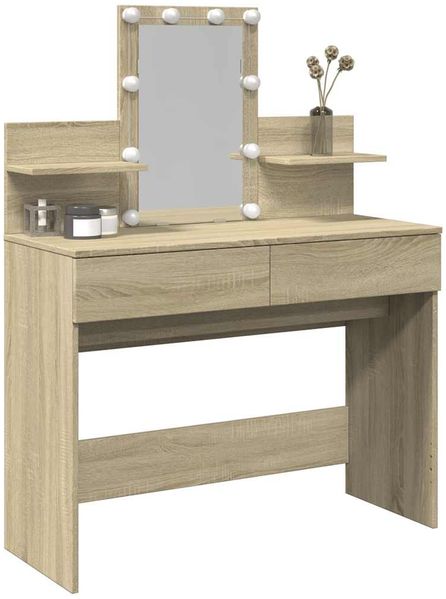 Schminktisch, Kosmetiktisch mit LED-Beleuchtung Sonoma-Eiche 100x40x130 cm Bild 4