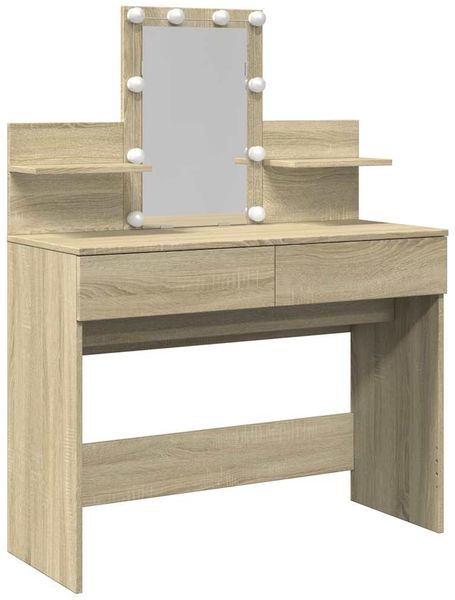 Schminktisch, Kosmetiktisch mit LED-Beleuchtung Sonoma-Eiche 100x40x130 cm Bild 2