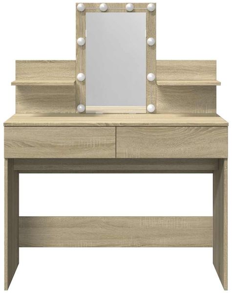 Schminktisch, Kosmetiktisch mit LED-Beleuchtung Sonoma-Eiche 100x40x130 cm Bild 5