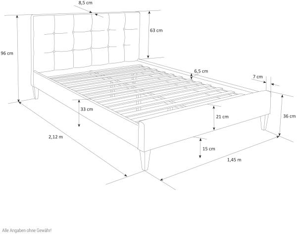 Homestyle4U Polsterbett mit Lattenrost, Stoff grau, 180x200 cm Bild 3