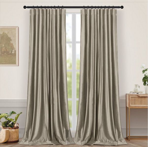 Sunicol Gardine Luxus Blickdicht, Samtvorhang, Thermo, Kräuselband Dekoschal, 2er Set, Verschiedene Aufhängeoptionen, Verdunkelungsvorhang, für Schlafzimmer
