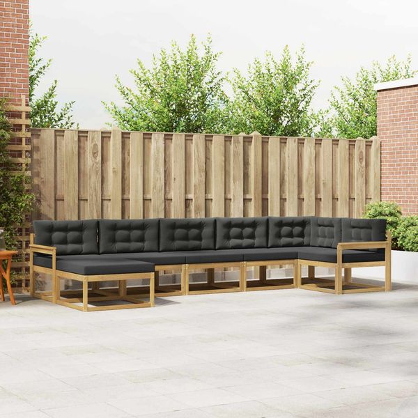 vidaXL Outdoor-Sofagarnitur mit Kissen 7 pcs Weiß und Anthrazit 3386751