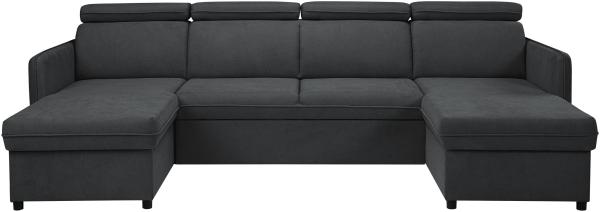 Ecksofa Brulpin U mit Verstellbare Kopfstütze, Schlaffunktion und Bettkasten (Farbe: Enjoy New 24)