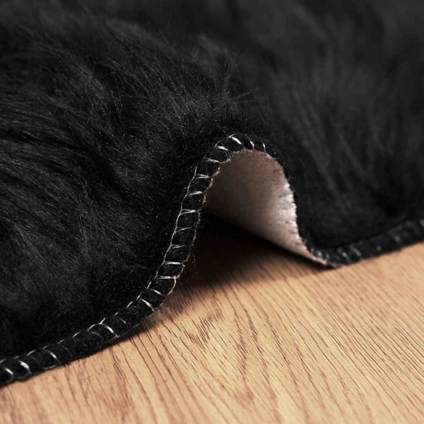 vidaXL Kunstschaffell Teppich Schwarz 80 x 150 cm Polyester 42021566 Bild 5