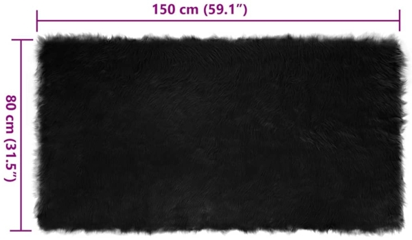 vidaXL Kunstschaffell Teppich Schwarz 80 x 150 cm Polyester 42021566 Bild 7