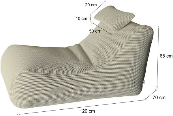 Dmora Pouf Міhck, Mehrzwecksessel, Sitzsack, Hockerhocker, Made in Italy, 70x120 h65 cm, Beige Bild 3
