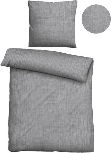 biberna Musselin Bettwäsche 0480500 UNI, sturmgrau, 1x 135x200 cm + 1x 80x80 cm