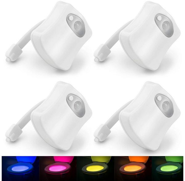 HAC24 LED Nachtlicht LED Toilettenlicht WC Nachtlicht Toiletten Lampe Beleuchtung Klolicht, LED fest integriert, Farbwechsel, mit Bewegungsmelder Batteriebetrieben