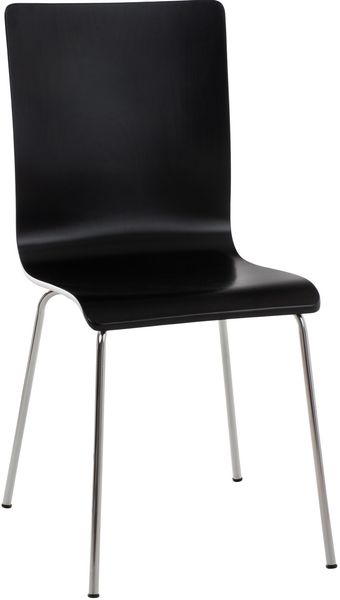 Besucherstuhl PEPE - 87x43x47cm, Schwarz Holz Metall in Chromoptik Gestell Konferenzstuhl Wartezimmerstuhl
