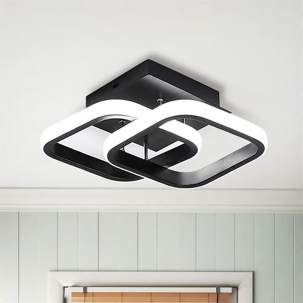 Moderne LED-Deckenleuchte 22 W – 6500 K, 2er-Set quadratisch, ideal für Wohnzimmer, Schlafzimmer, Flur, Küche, Esszimmer – Schwarz