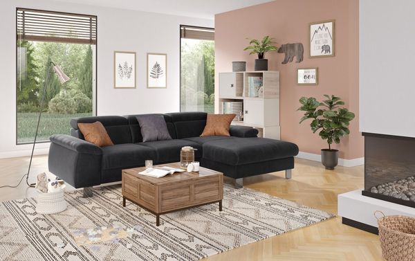 COTTA Ecksofa Komaris L-Form, B: 244 cm, mit Kopfteilverstellung, optional Bettfunktion, Bettkasten & Licht