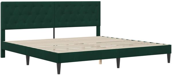 vidaXL Bettrahmen mit Kopfteil Dunkelgrün 200 x 200 cm Samt 42027687 Bild 3