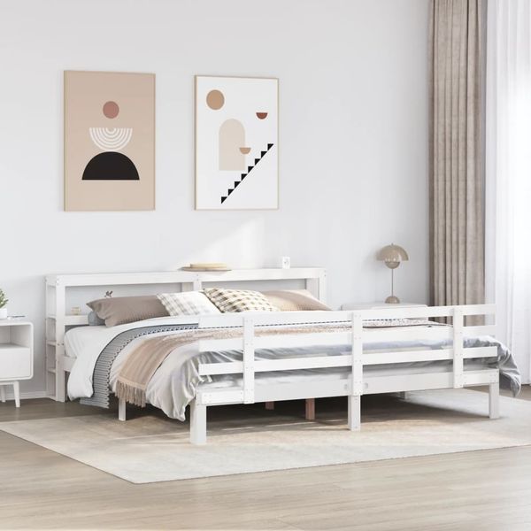 vidaXL Bettgestell mit Kopfteil ohne Matratze Weiß 180x200 cm 3306119