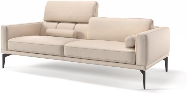 Sofanella 3-Sitzer SALERNO Ledersofa Couch Echtleder in Creme S: 197 Breite x 97 Tiefe