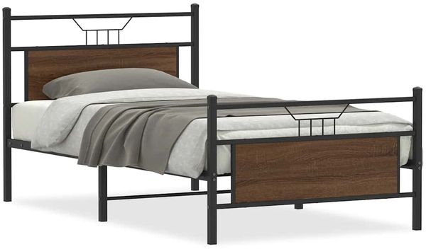 Einzelbettgestell Design für Erwachsene ohne Matratze Braun Eichen-Optik 107x203 cm d4210e