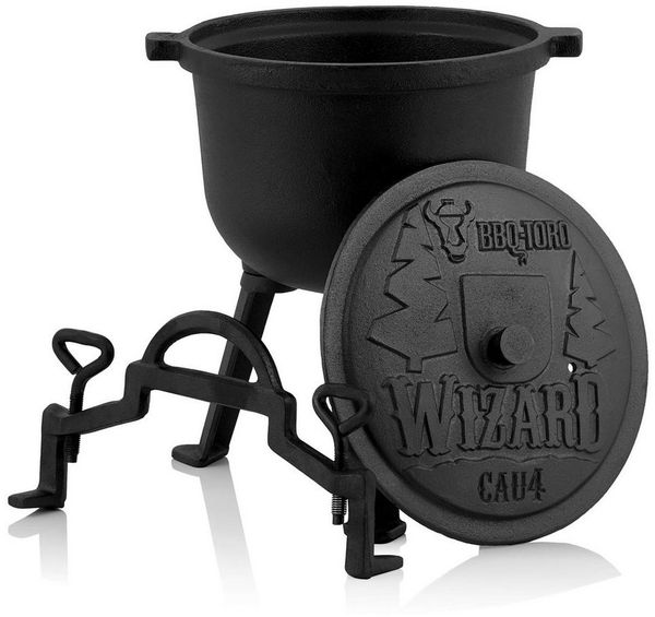 BBQ-Toro Grilltopf Zauberkessel "Wizard", 4 Liter, Gusseisen Kochtopf mit drei Beinen, De, Gusseisen