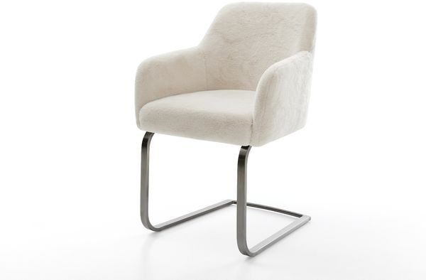 Freischwinger Greg-Flex Plüsch Creme-Weiß Freischwinger flach Graphit Taschenfederkern