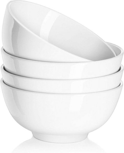 Dowan Müslischale 650 ml Keramiksuppen- & Müslischalen - 15 cm, Weiß, (4-tlg), spülmaschinengeeignet