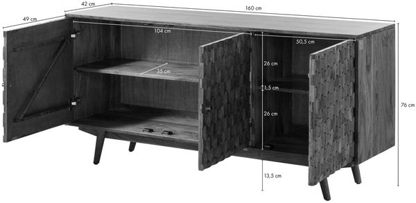 Sideboard Akazie 160x42x75 Akazie natur lackiert MOSAYK #110 Bild 8