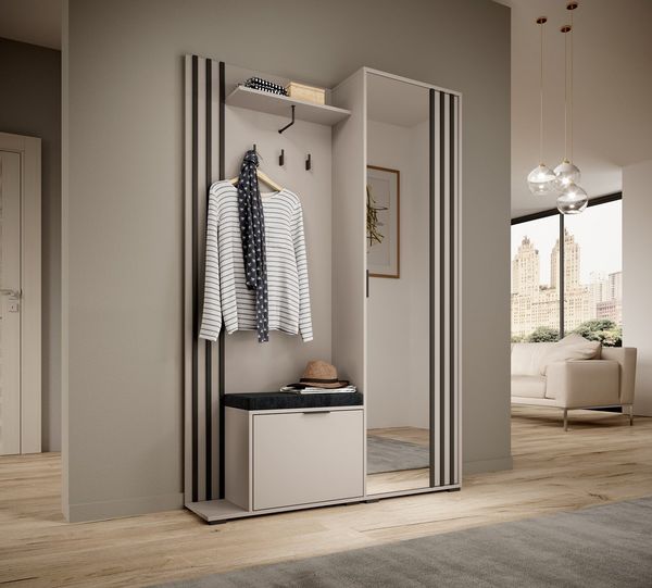 Compleo Garderoben-Set mit Spiegel, Flur Set, (Kleiderbügel, Schuhregal, Schrank), Breite: 131 cm