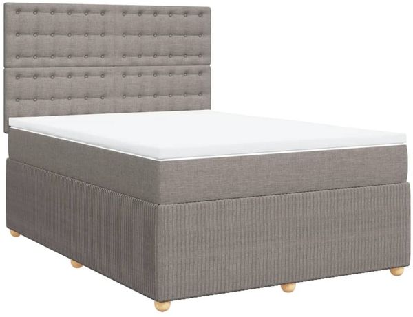 vidaXL Boxspringbett mit Matratze Taupe 160x200 cm Stoff 3294425 Bild 3
