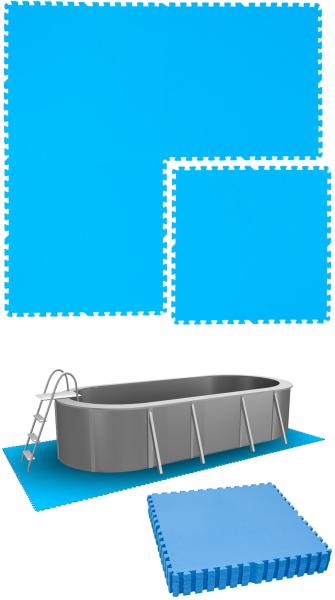 7,6m² Poolunterlage 12 Poolmatten 81x81cm in Blau