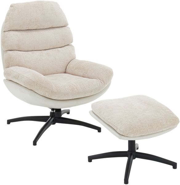 ESSEN Loungesessel inkl. Hocker - Creme
