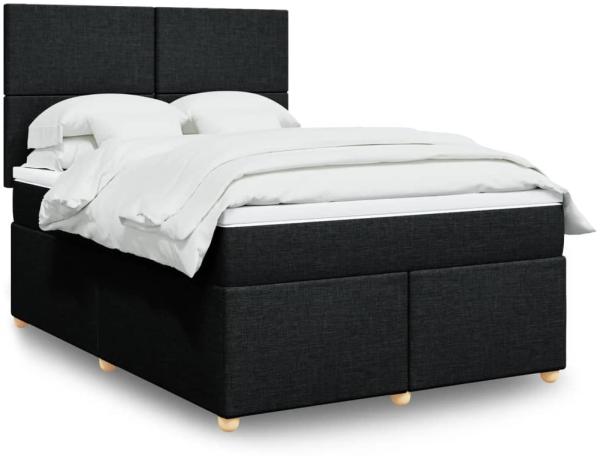 vidaXL Boxspringbett mit Matratze Schwarz 160x200 cm Stoff 3293626