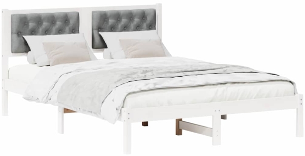 vidaXL Bettrahmen Hellgrau 140 x 190 cm Massives Kiefernholz 878198 Bild 2