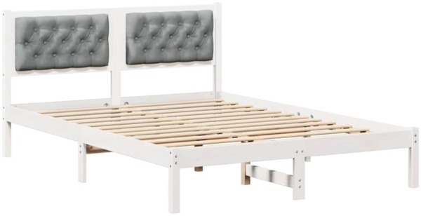 vidaXL Bettrahmen Hellgrau 140 x 190 cm Massives Kiefernholz 878198 Bild 1