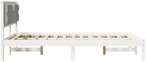 vidaXL Bettrahmen Hellgrau 140 x 190 cm Massives Kiefernholz 878198 Bild 5
