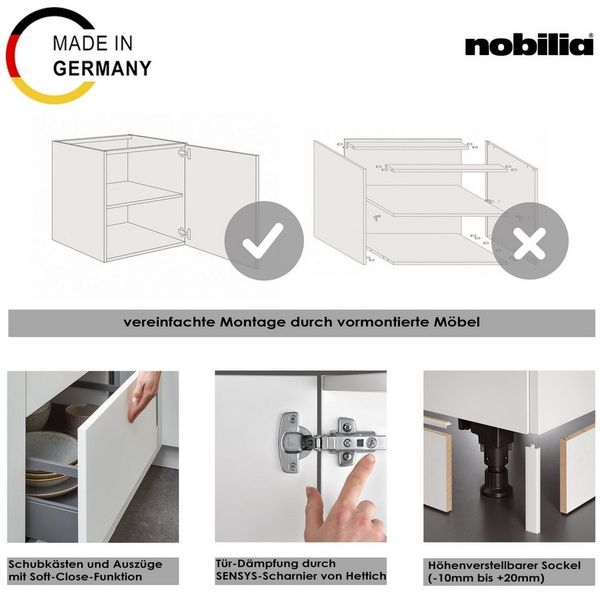 nobilia® Spülenschrank "Touch", vormontiert, mit höhenverstellbaren Sockelfüßen, Breite 90 cm Bild 3