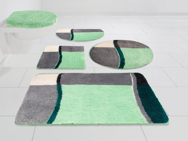 OTTO home Badematte Belio, Badvorleger, Badezimmer Teppich, Höhe 20 mm, rutschhemmend beschichtet, schnell trocknend, strapazierfähig, fußbodenheizungsgeeignet, Kunstfaser, 2-tlg. Hänge-WC Set, Badematte, Badteppich, Badematten auch als 2 tlg. Set erhä...