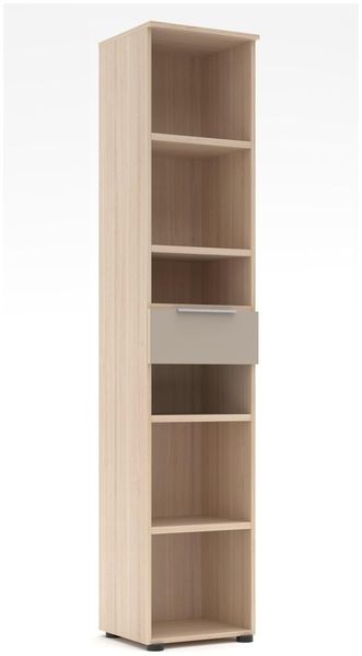 Schmales Büroregal SANTORIN Riva Eiche 6 Fächer & Schubkasten