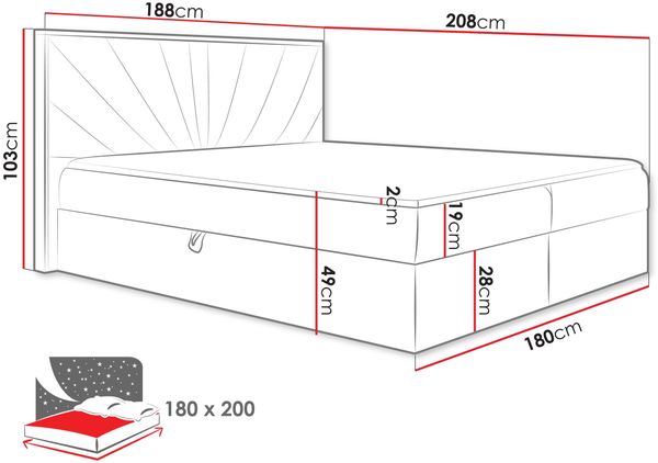 Boxspringbett Worik VII, Dunkelgrau, 180x200 cm Bild 4